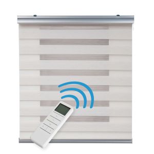 Estor enrollable motorizado noche y día acabados premium beige 100 x 250cm