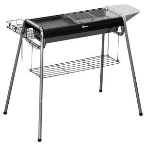 Barbacoa de carbón 107x63x75 cm acero inoxidable, hierro colado Outsunny