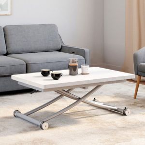 Mesa de centro elevable extensible blanca - 114 cm