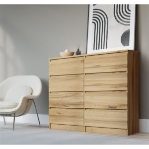 Cómoda 8 cajones - roble wotan - 120 cm