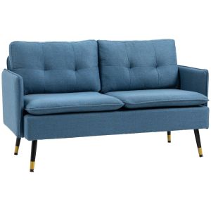 Sofá dos plaza 139x68x80 cm poliéster color azul Homcom