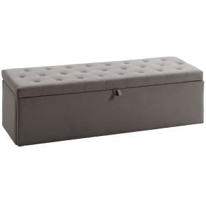 Banco de almacenaje 137x41x42 cm terciopelo color gris Homcom