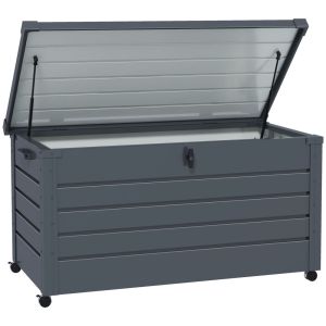 Baúl de exterior 120x62x66 cm acero galvanizado color gris Outsunny