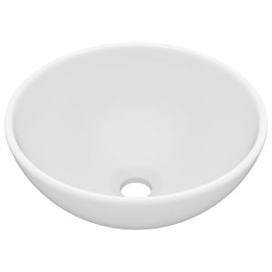 vidaXL lavabo de lujo redondo cerámica blanco mate 32,5x14 cm
