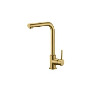 Grifería de cocina monomando extraíble oro cepillado serie malta