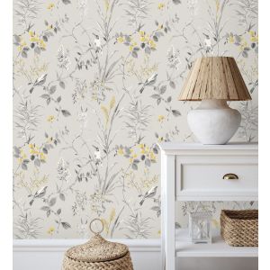 Papel pintado gaulan lavable de ramas flores y pájaros estilo 5.23m²