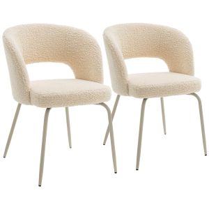 Pack de 2 sillas de comedor beige tejido bouclé flavia