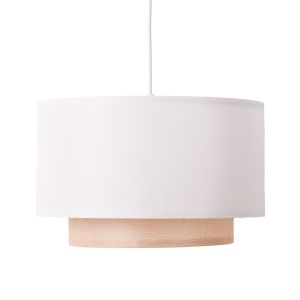Lámpara coLGante techo con pantalla textil blanco y ratan ø 40 cm -E27