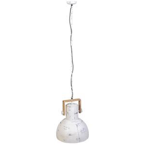 Lampara de techo de madera y metal blanca 41x41x52