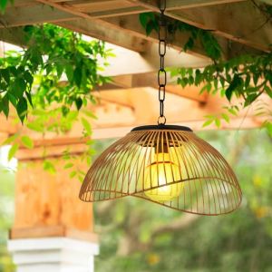 Suspensión solar exterior - ratán natural 76 cm