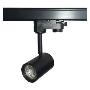 Foco LED negro orientable 8w, carril trifásico, dimable, luz cálida 2700k