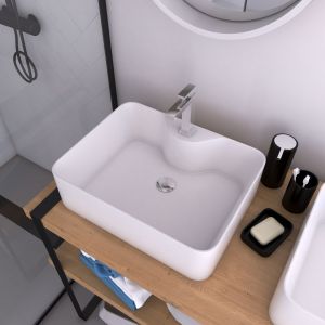 Lavabo rectangular de cerámica blanca - 48x37x13,5 cm - rectangular