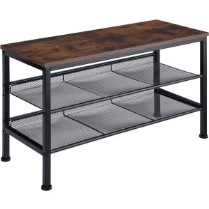 Zapatero estilo industrial y 2 estantes 75,5x30,5x45,5cm madera oscura