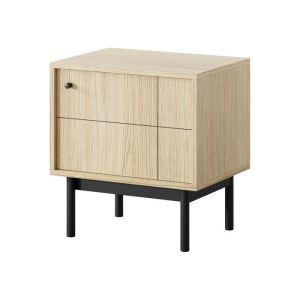 Mesita de noche - 3xe living - linea (roble) - patas de metal negro - panel