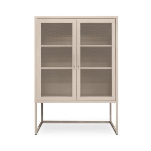 Aparador alto metal a.120 cm 2 puertas de malla metálica beige - kai