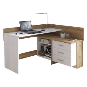 Escritorio elsa, 3 cajones, madera blanco 130x112x82h cm