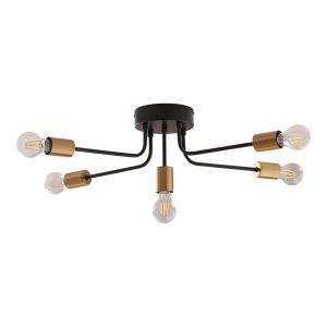 Lámpara coLGante benfleet 5 luces E27 altura 21 cm - negro / latón lux.pro
