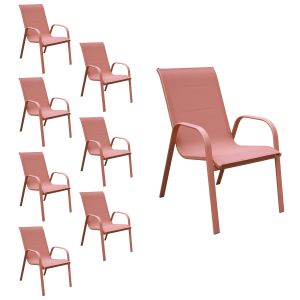 Pack de 8 sillas marbella de textileno terracota - aluminio terracota