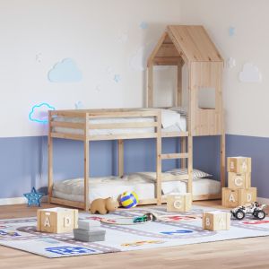 Cama 90x190 cm,cama litera sin colchón madera maciza de pino rhu9761