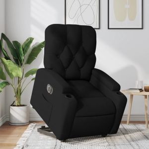 Sillón eléctrico reclinable elevable de tela negro qweo2041