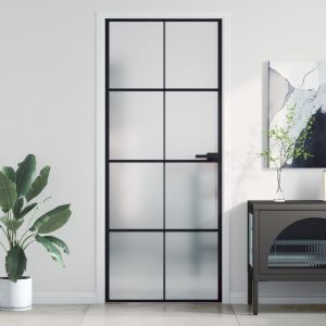 Puerta interior deLGada negra vidrio y aluminio 83x201,5 cm wef3514