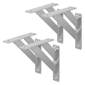 Set de 4x soporte de estante 180x180mm plata