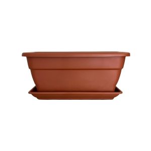 50 cm | teja | jardinera con plato incorporado para pla - jardin202