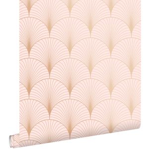 Estahome papel pintado arte deco rosa suave y oro rosa 53 cm x 10.05 m