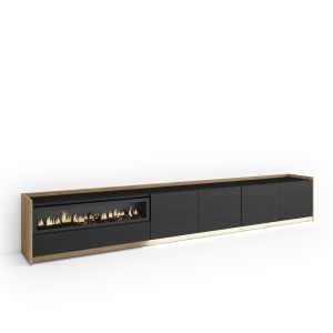 Mueble tv, 310x37x50cm, chimenea eléctrica, LED rf4910