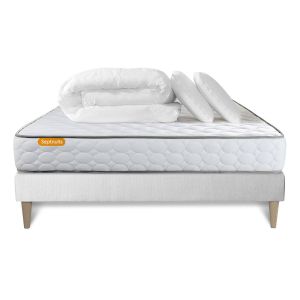 Pack cama completa - colchón 200x200cm + somier con láminas (kit) + 2 almoh