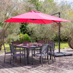 Parasol excéntricoo molokai cuadrado 3x3m fucsia + funda
