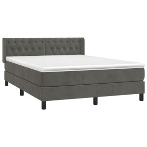 vidaXL cama box spring con colchón terciopelo gris oscuro 140x200 cm