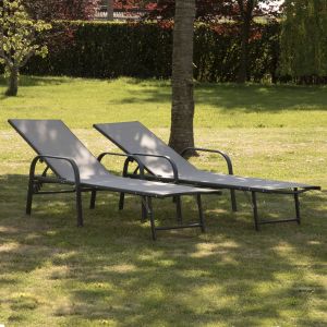 Pack de 2 tumbonas sardinia de textileno gris y estructura gris antracita