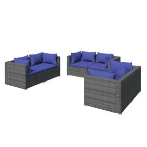 vidaXL set de sofás de jardín 6 piezas y cojines ratán sintético gris
