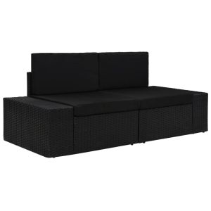 vidaXL sofá seccional de 2 plazas de ratán sintético negro