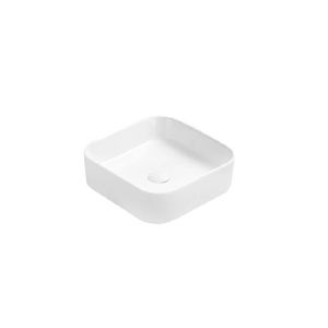Lavabo cerámico sobre encimera, 37,5x37,5x11 cm, blanco
