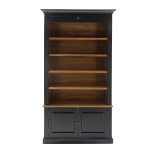 Signature - biblioteca de 2 puertas de acacia maciza negra - a240 cm