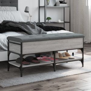 Banco zapatero madera de ingeniería gris sonoma 102x42x45 cm