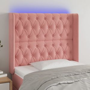 Cabecero con LED de terciopelo rosa 93x16x118/128 cm eso8881