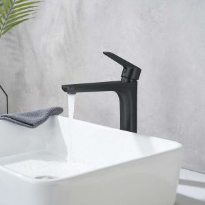 Grifo monomando lavabo alto sky bath negro mate serie nature