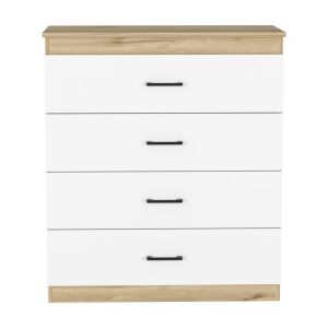 Cómoda de 4 cajones eter con tiradores métalicos duna /  blanco