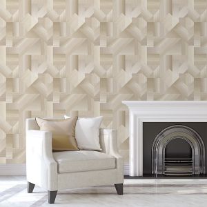 Papel pintado tnt textura formas madera beige