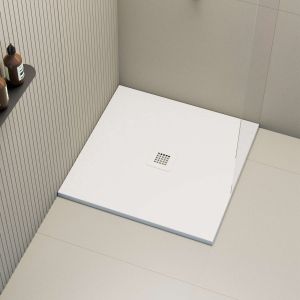 Plato de ducha poaLGi - 80x80 cm - blanco - extraplano, antideslizante