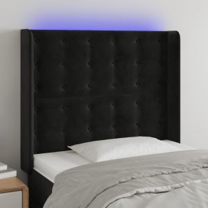 Cabecero con LED de terciopelo negro 103x16x118/128 cm eso5157