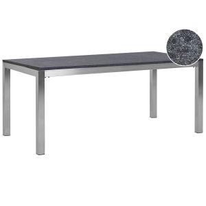 Mesa de jardín grosseto 180 cm 90 cm granito flameado gris grafito