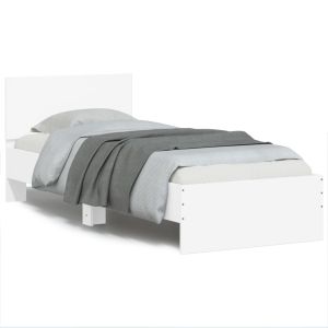 Cama con cabecero y luces LED blanco 90x200 cm reg1047