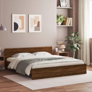 Cama con cabecero marrón roble 200x200 cm