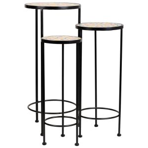 Set 3 soportes de mosaico y metal verde oscuro