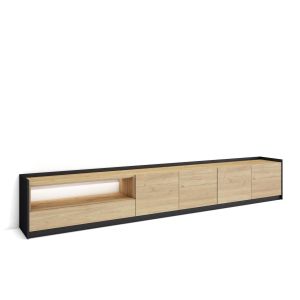 Mueble tv, 310x37x50cm, roble y negro, LED rf4867