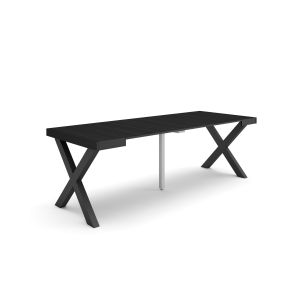 Mesa consola extensible, 58/222x90x73cm, negro, patas madera maciza rf2787